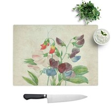 Sweet Pea Flowers Chopping Board Glass Textured Cutting Worktop Saver Kitchen