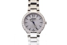 Ladies Citizen Eco Drive EM0090-57A Diamond Bezel Stainless Steel Watch