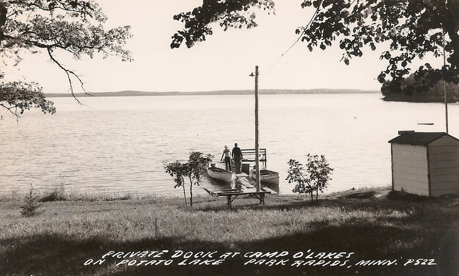 Private Dock at Camp O'Lakes on Potato Lake Park Rapids MN RP Postcard