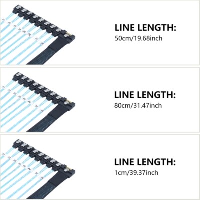 PCIExpress SFF 8611 8i to 8X 7P Cable with Straight Head Connectors