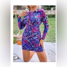 Zara Floral Long Sleeve Ruffle Mini Dress Blogger fav