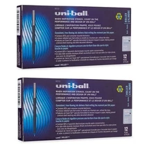 24 - UNI-BALL Roller Pens - MICRO BLUE 0.5mm - Rollerball - 2 Boxes of 12