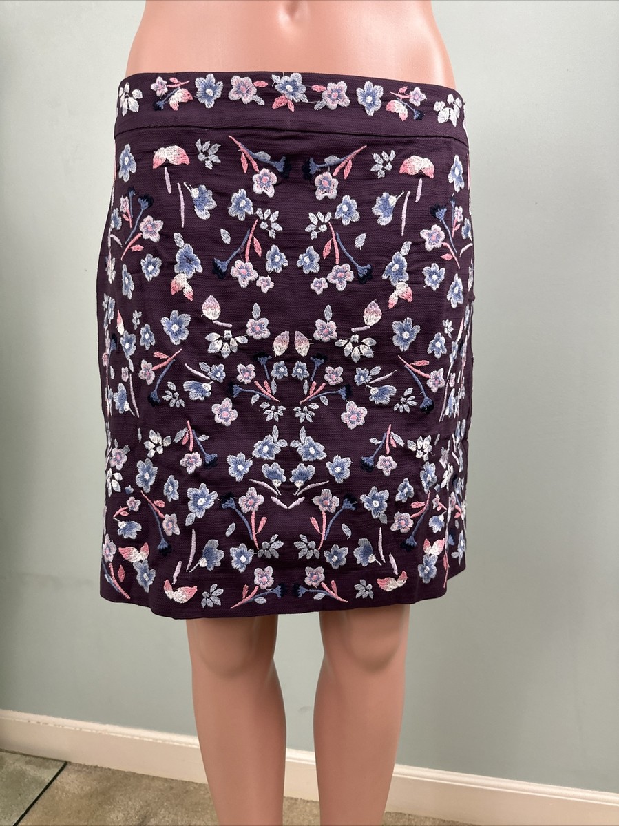 Jupe Brodée LOFT By Ann Taylor - Taille 4, Mini, Motif Floral, Neuve Avec étiquette