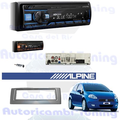 Set Radio Autoradio ALPINE UTE-200BT Verkleidung 1 din Grau Fiat Grande Punto