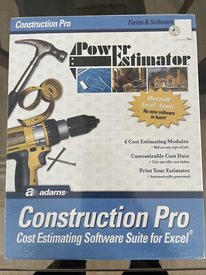 Adams Construction Pro Power Estimator Forms & Software Suite for Excel. Sealed 