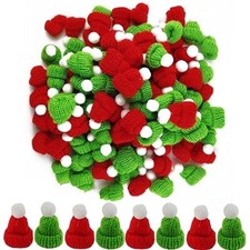 55PCS Mini Christmas Knit Hats Craft Knitting Hats Doll Craft Hat Christmas T...