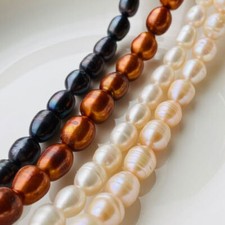 13-14mm Large Oval Shaped Rice Freshwater Pearls Loose Beads Strand