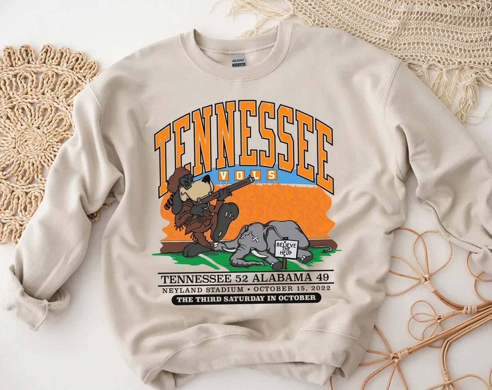 Tennessee Volunteers Vintage Sweatshirt, Tennessee Vols 52 vs Bama 49 Shirt  | eBay