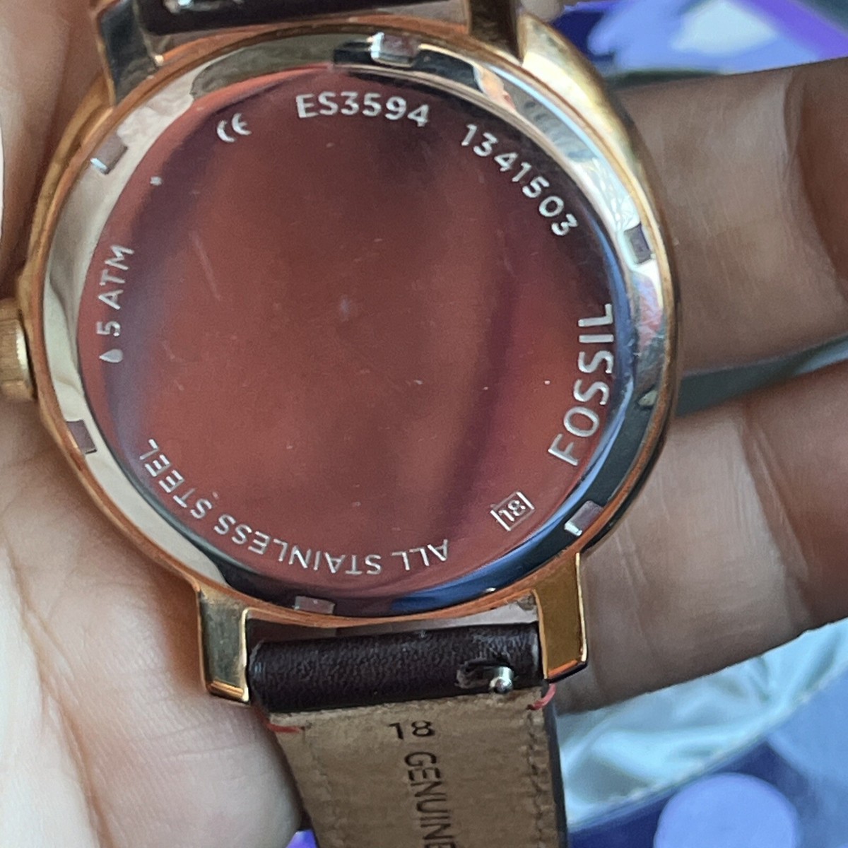 Fossil BQ3414 Women Quartz Watch Crystal Bezel Brown Leather Gold‑Tone Watch Fossil ladies watch copper tone with brown | Mercari main image 3