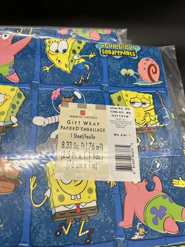 Vintage American Greetings SpongeBob Wrapping Paper Sheets (4) - Picture 3 of 4
