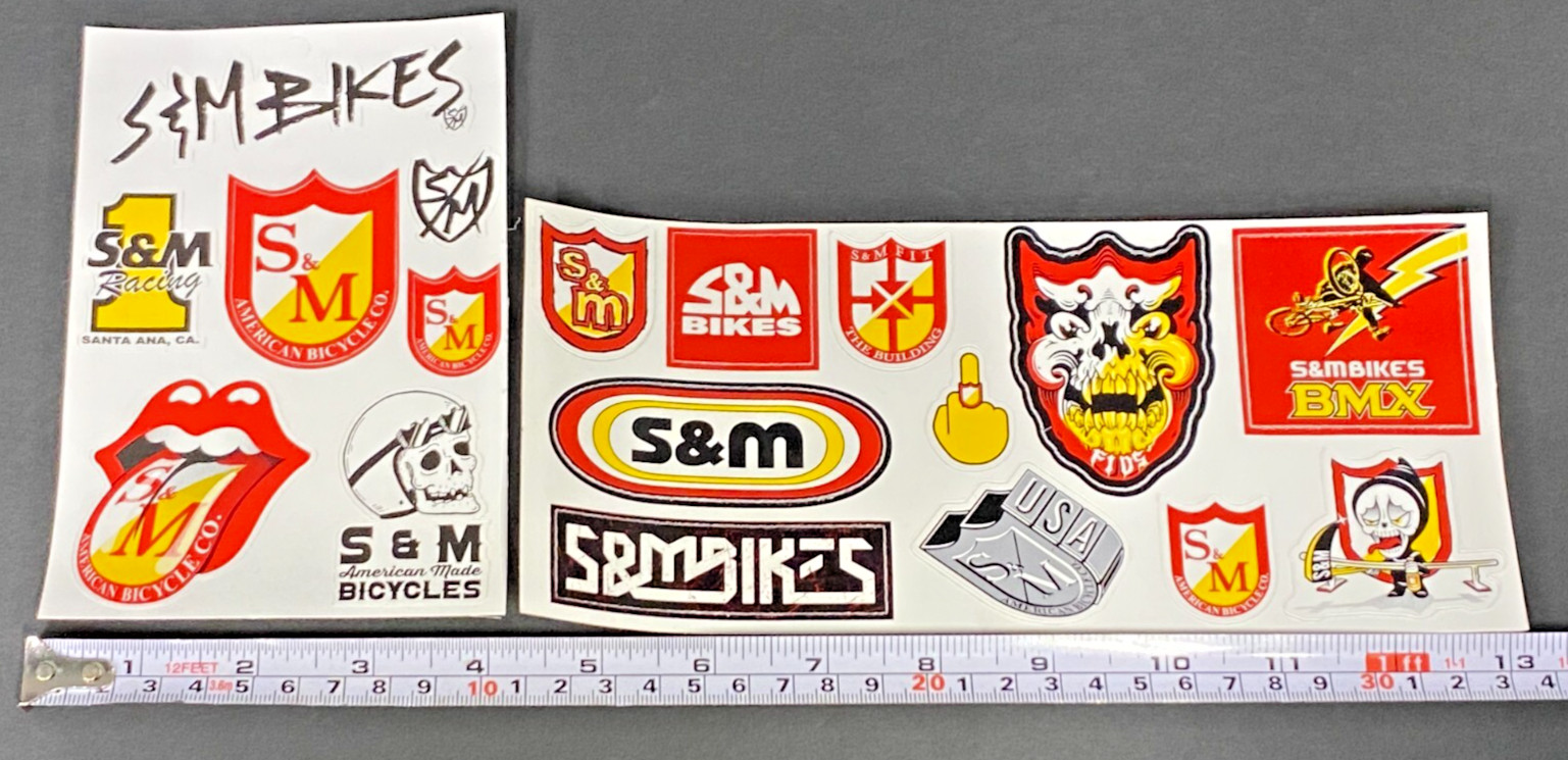 S&M BMX Decal Bike Stickers 4" x 9" Sheet & 4" x 6" Sheet