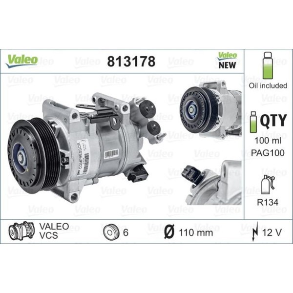 Valeo Kompressor Klimaanlage FüR CitroëN C3 II C4 Cactus Peugeot 2008 I 308-image