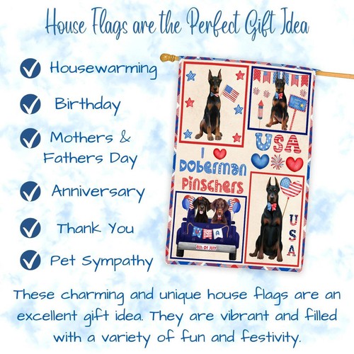 Doberman Dog House Flag Holiday Double Sided 28"x40" Many Designs NWT NEW - Picture 10 of 78