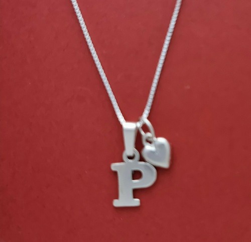 Sterling Silver Initial Letter Necklace Alphabet Heart Solid 925 pendant n chain - Picture 29 of 39