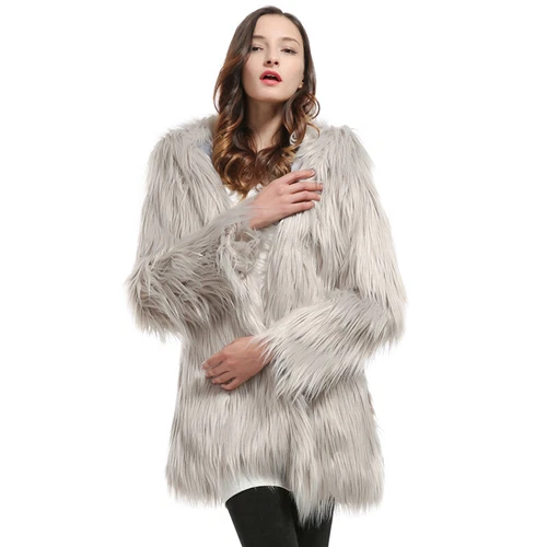 Neu Pelzimitatmantel gewaschene Wolle Damenmode lang einfarbig Mantel Damen - Bild 14 von 20
