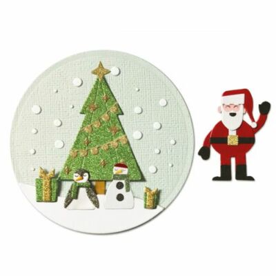 Universal Metal Die Cut Tool Sizzix Thinlits Snowdome 665343 Cut Emboss Santa