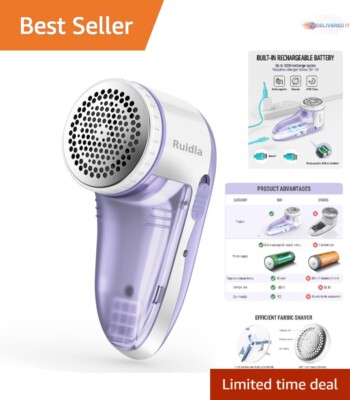 Fabric Shaver Electric Lint Remover Rechargeable Portable with Stainless Stee...