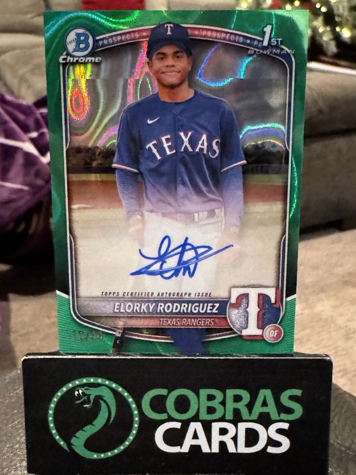 2025 Bowman Chrome Elorky Rodriguez Auto Green Lava Refractor 1st #10/99