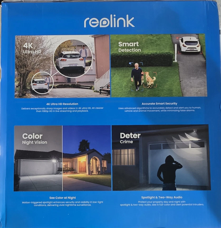 Reolink 4K 8MP Ultra HD CCTV Set 8-Channel 4K PoE 4 Cameras IP66 Waterproof - Image 3 of 4