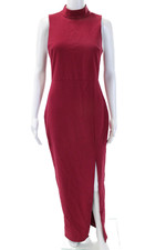 Likely Womens Back Zip Sleeveless Mock Neck Slit Long Gown Red Size 6