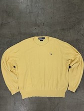Vintage Polo Ralph Lauren Sweater Mens XL Yellow Vertical Cable Knit Pullover