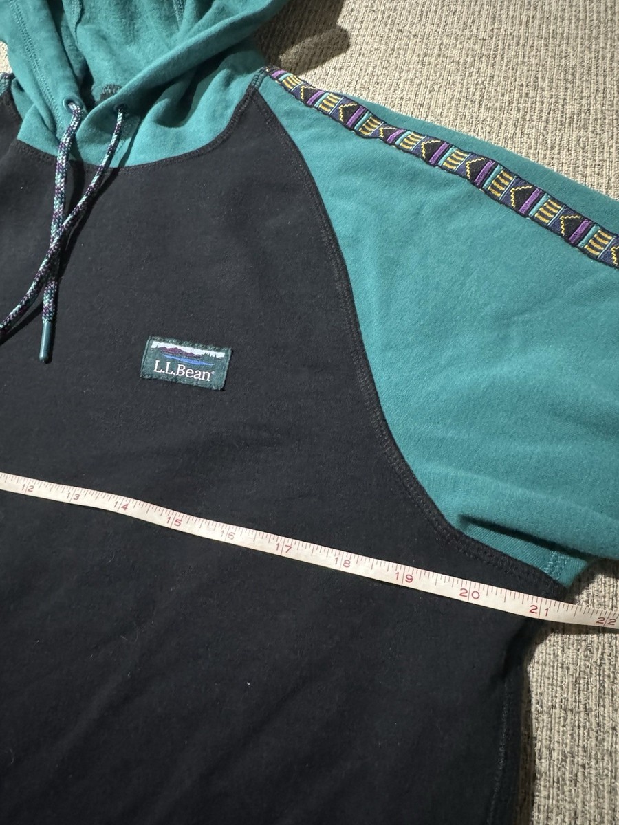LL Bean Hoodie Men’s Medium  Black Green Aztec Tribal Sweatshirt Hoodie Outdoor View 6