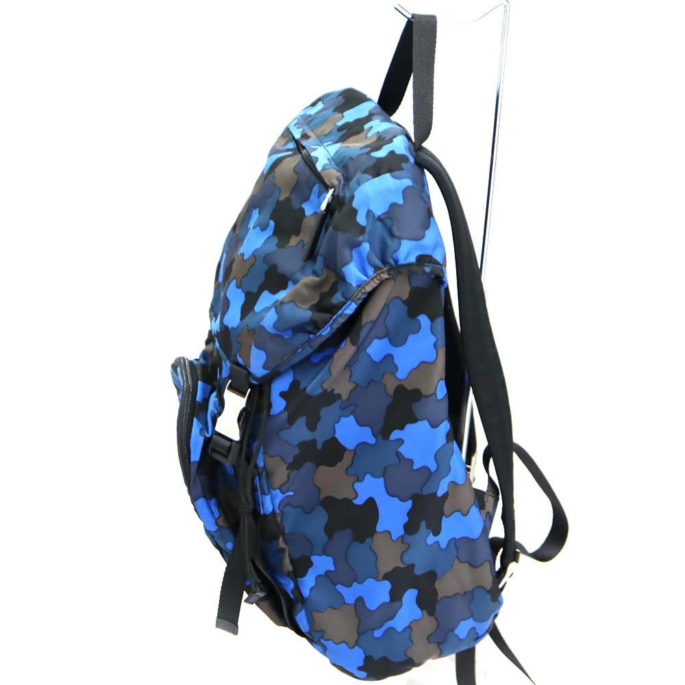 Prada V135 Backpack Camouflage Pattern Nylon Blue… - image 4