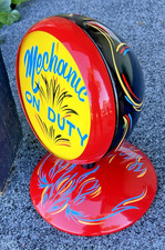 Vintage Hotrod Rat Rod Sign Pinstriped Hub Cap Head Light Garage Shop Art Decor