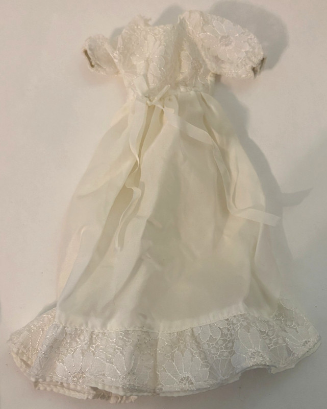 Barbie Wedding Gown Dress No Tag Hook + Loop Closures Vintage