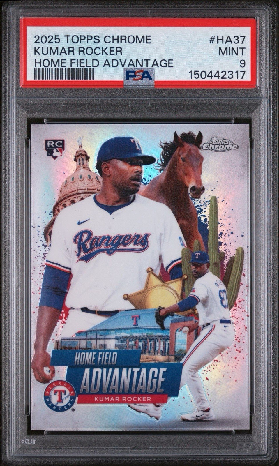 Kumar Rocker 2025 Topps Chrome Home Field Advantage SP #HA-37 PSA 9 Rangers RC