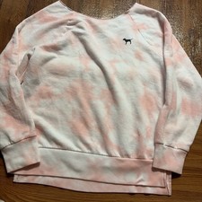 Victoria  s Secret Pink Tie Raw Neck Crew Sweatshirt Size Extra Small