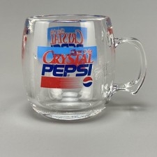 Vintage Crystal Pepsi Clear Cola Soda Plastic Mug Cup Multicolor Logo Made Usa
