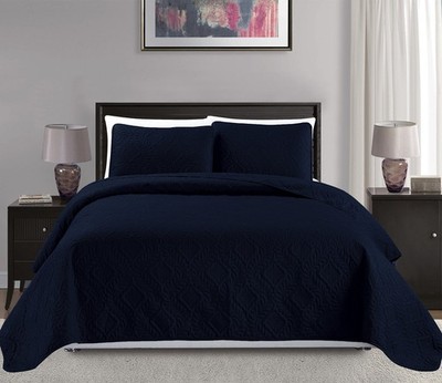 Mk Collection Over Size Diamond Bedspread Bed King/California King, Navy Blue 
