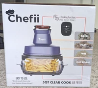 Chefii 5QT Clear Cook Glass Air Fryer Navy Digital Touch Control 4 Programs