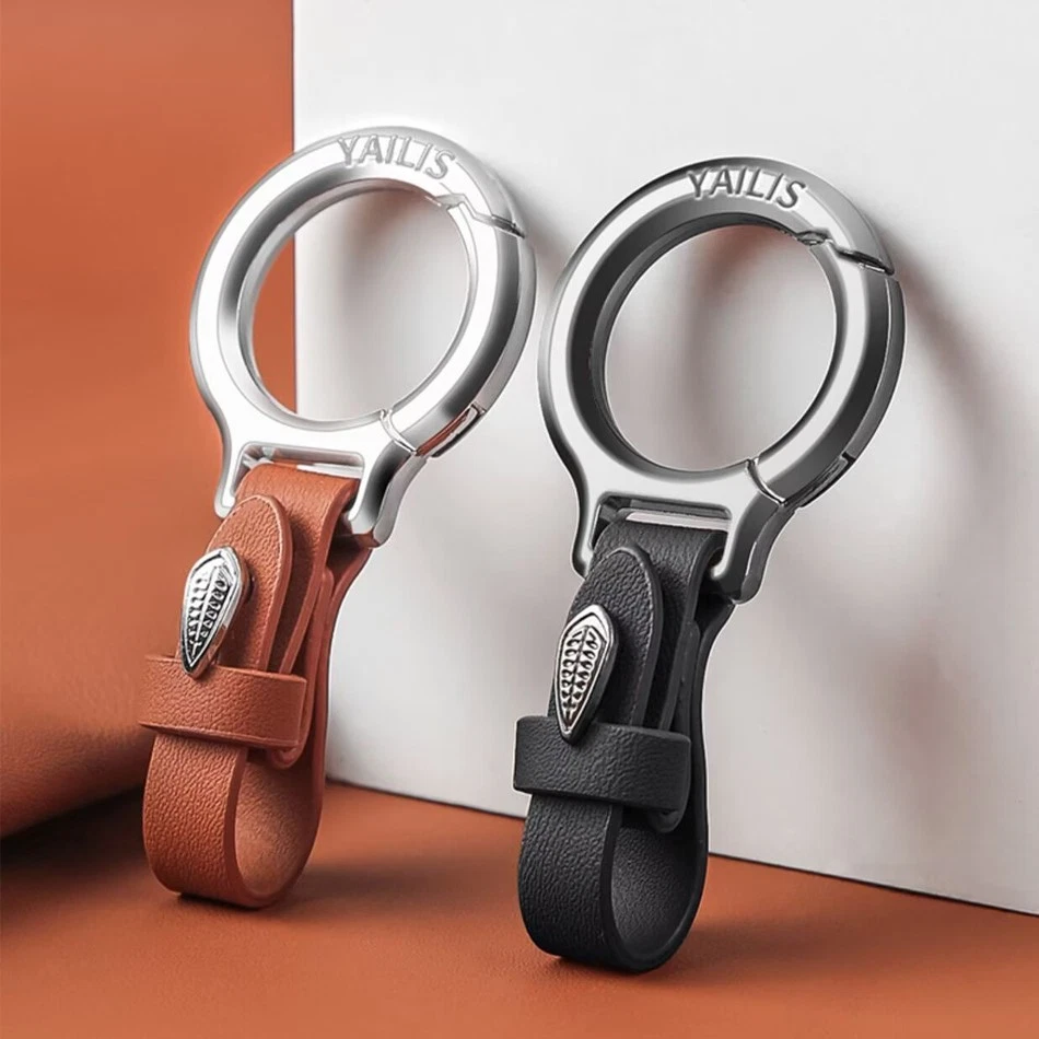Men's & Women's Fashion Style Leather Clip Keychain Car Key Ring Fob Holder Gift