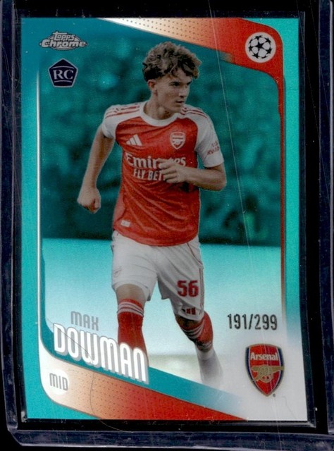 2025-26 Topps Chrome UEFA Max Dowman RC Teal Refractor Rookie #/299 Arsenal