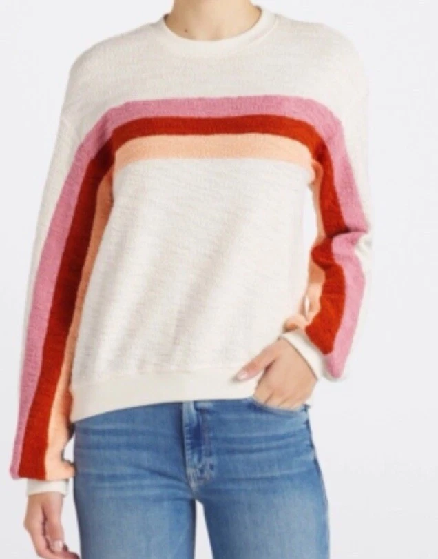 Faherty Vista 条纹套衫 卫衣 尺寸 XL 桃花蜜 完好 $158 — 第 2/4 张图片