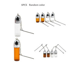 6PCS 36mm Mini Glass Travel Dispenser Bottles - Small Spoon Included Storage Set