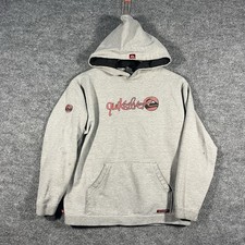 Vintage Y2K Quiksilver Embroidered Logo Hoodie Boys Medium Gray Skate Surf 90s