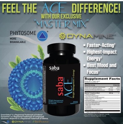Saba ACE - The Top Selling Energy,  Weight Loss & Appetite Control - 60 Capsules