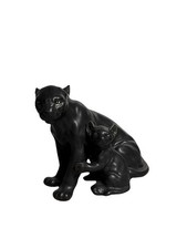 Vintage Black Panther & Cub Figurine C5678 Ceramic Japan Art Deco Style