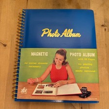 Retro Vintage ABC Vinyl Magnetic Photo Album, Spiral Unused Sticker Book