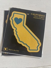 Vinyl Sticker - Blue Heart in California - 3.25 x 3.5 Inches (x2)
