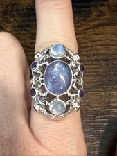 Multistone dome Vintage Sterling silver ring Size 7