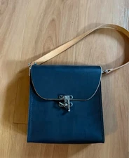 Gary Vaughn Handmade Leather Crossbody Satchel 8x8 Artisan Bag Unique Hardware