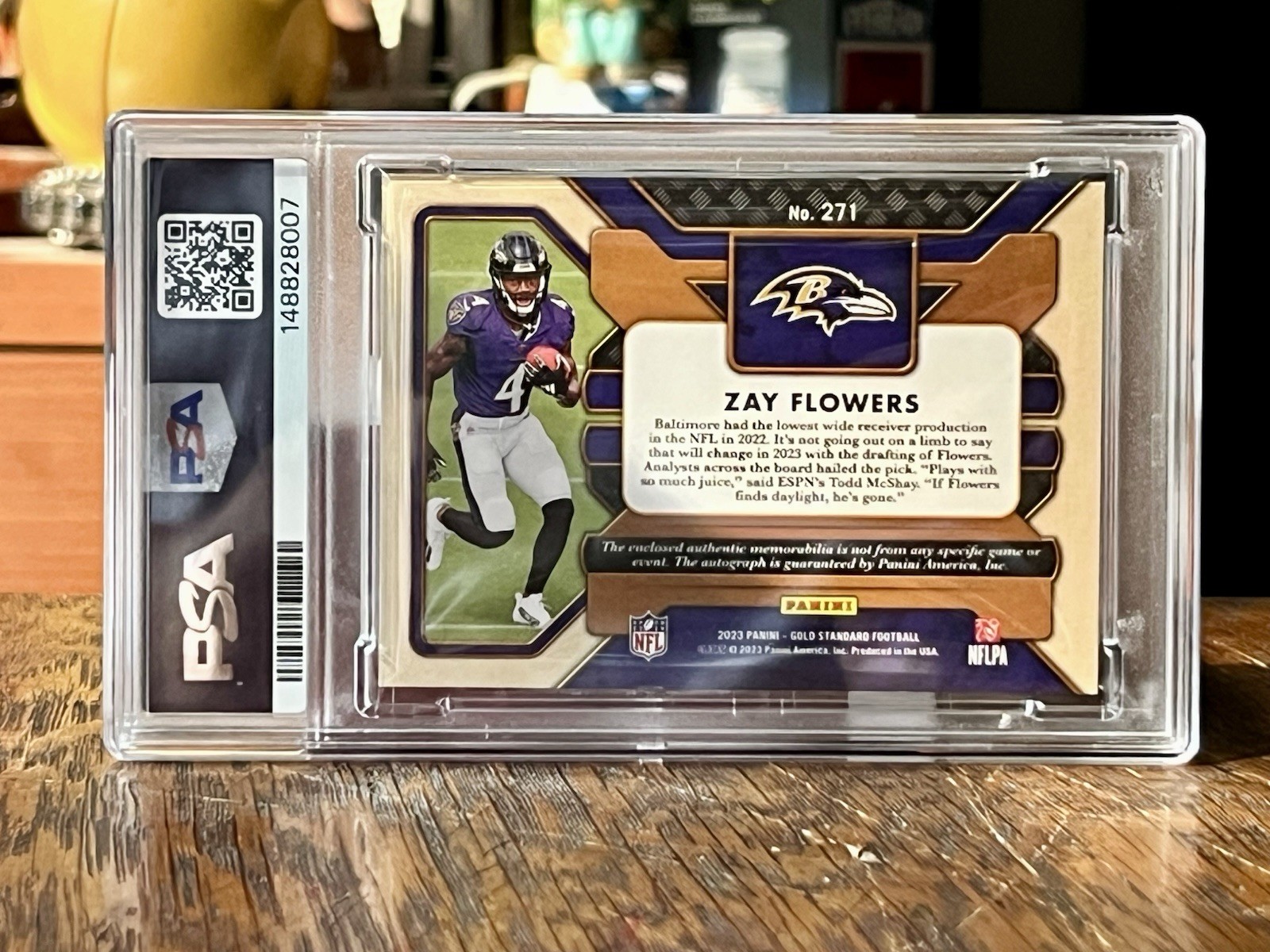 2023 Gold Standard Zay Flowers Rookie Jersey Auto Double /149 #271 PSA 8 RC view 2