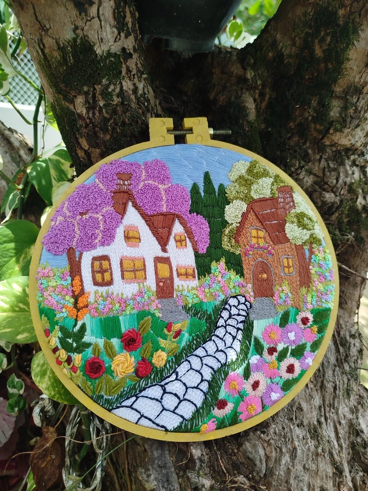 Embroidery Hoop Art - Home Garden 8" - Image 3 of 3