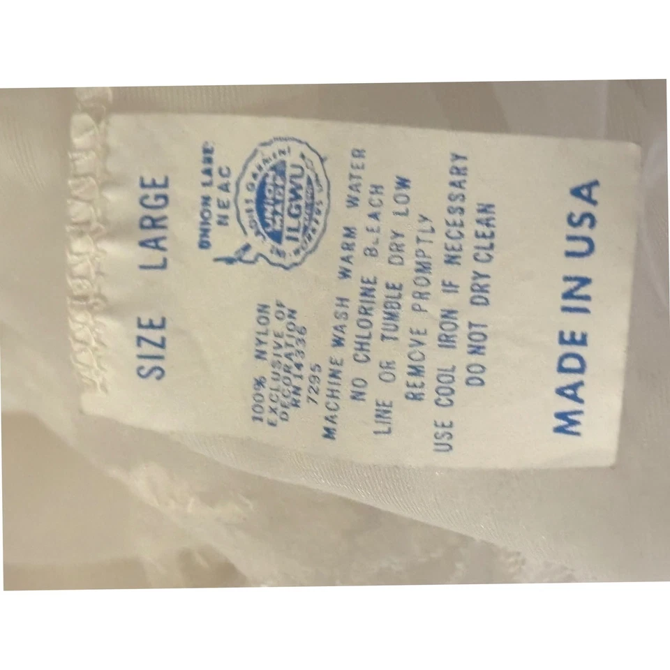Conjunto de bata sin cordones de nailon blanco vintage L grande a juego Foto 3 de 4