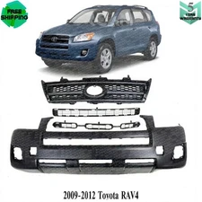 Front Bumper Cover Fascia & Grille Assembly Kit For 2009-2012 Toyota RAV4