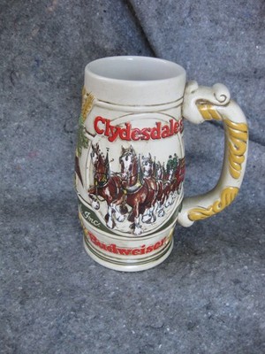 1983 Budweiser Anheuser Busch Holiday Clydesdales Beer Stein Mug - Ceramarte Co.